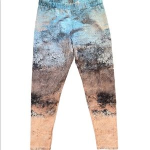 SOFT SURROUNDINGS Watercolor Stretch Aqua Abstract Leggings Large